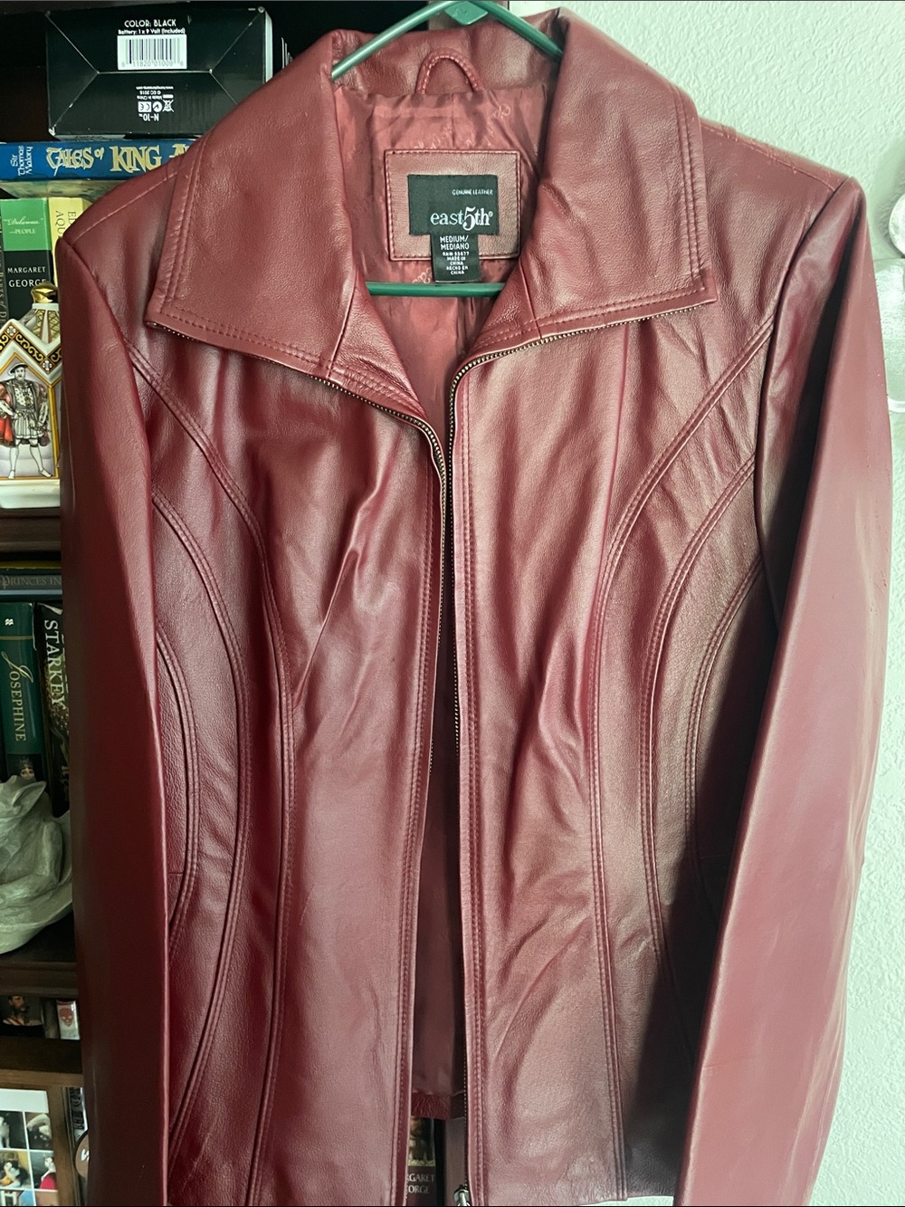 East 5th Women's Wine Red Leather Jacket